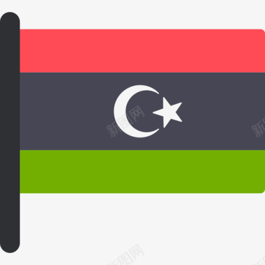 利比亚国际国旗5桅杆图标图标