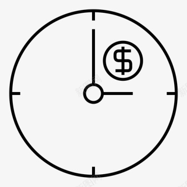 商业时钟硬币图标图标