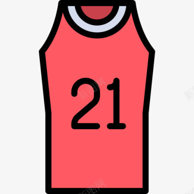 篮球运动衫衣服23线性颜色图标图标
