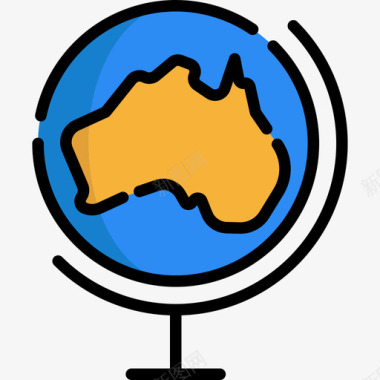 地球仪澳大利亚4线性颜色图标图标