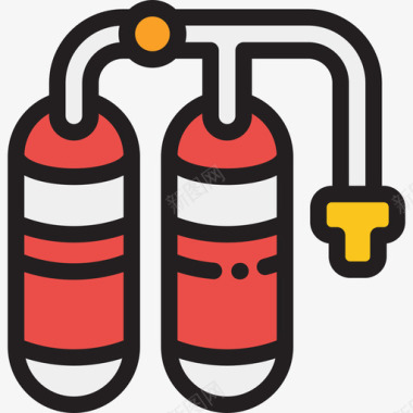 氧气消防队线性颜色图标图标