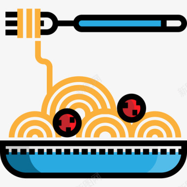 意大利面食品和餐厅3线性颜色图标图标