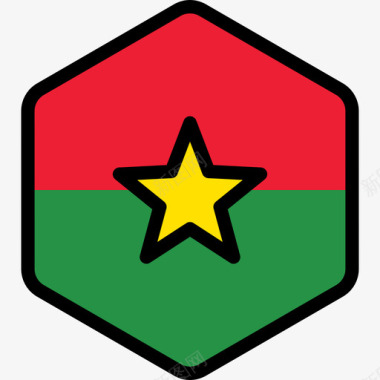 布基纳法索旗帜系列5六边形图标图标