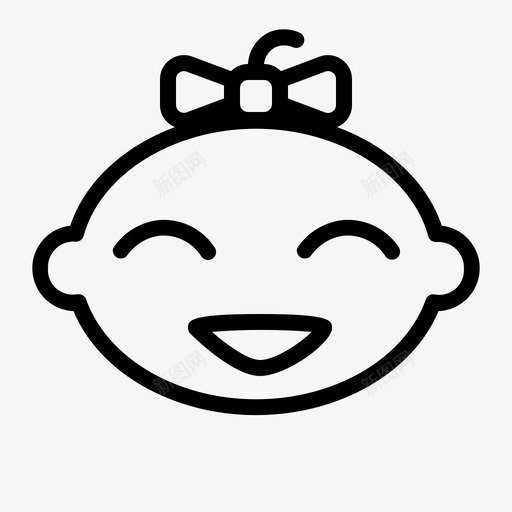 女婴快乐可爱表情图标svg_新图网 https://ixintu.com 可爱 女婴快乐 宝宝轮廓 微笑 表情