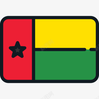 几内亚比绍旗帜集合4圆形矩形图标图标