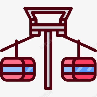 缆车车厢冬季运动2线性颜色图标图标
