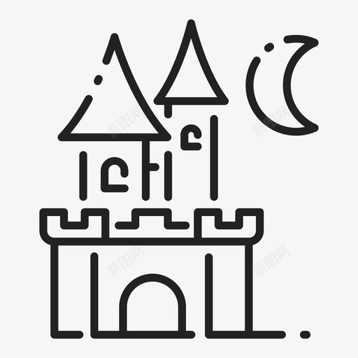 夜城堡建筑幻想图标svg_新图网 https://ixintu.com 万圣节 塔 夜城堡 幻想 建筑