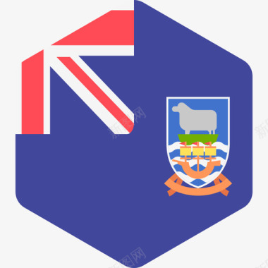 福克兰群岛国际旗帜2六边形图标图标