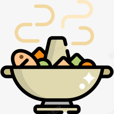 锅食物和餐厅9线性颜色图标图标