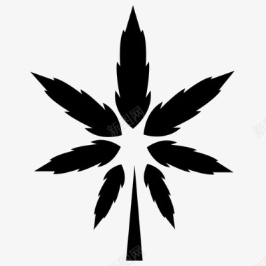 大麻大麻叶开花药草图标图标