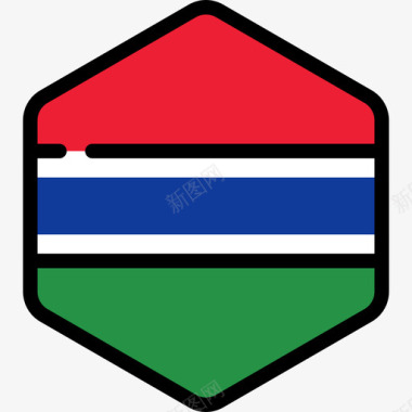 冈比亚旗帜系列5六边形图标图标