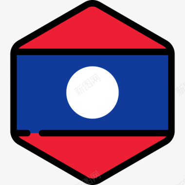 老挝国旗收藏5六边形图标图标