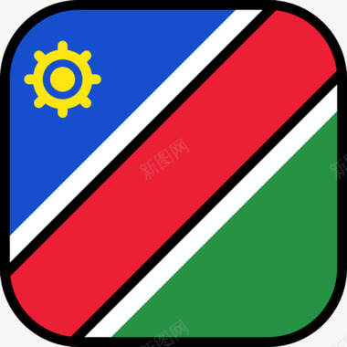 纳米比亚国旗系列6圆形方形图标图标