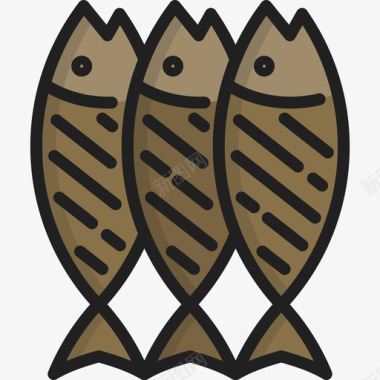 鱼烤肉2线颜色图标图标