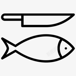 切鱼鱼和刀切鱼食物图标高清图片