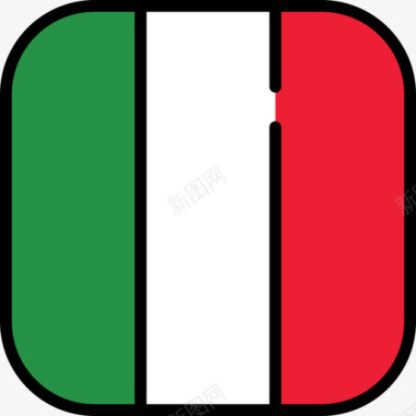 意大利国旗系列6圆形方形图标图标