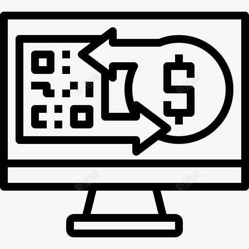 二维码电脑支付图标svg_新图网 https://ixintu.com 二维码 扫描 技术 支付 电脑 购物和商务二维码