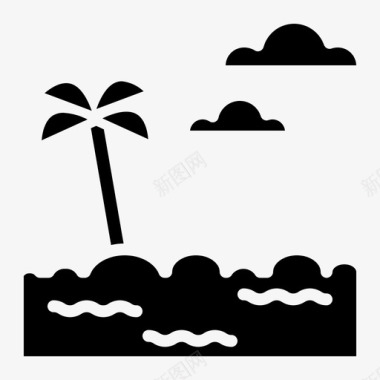 海滩假日棕榈树图标图标
