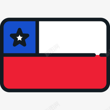 智利国旗系列4圆角矩形图标图标