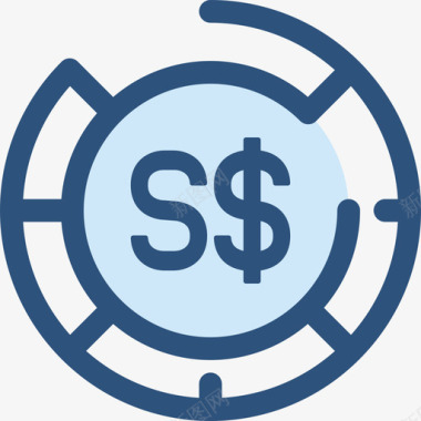 新加坡元货币元素2蓝色图标图标