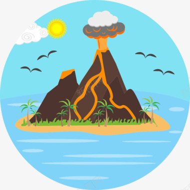 火山景观13平坦图标图标