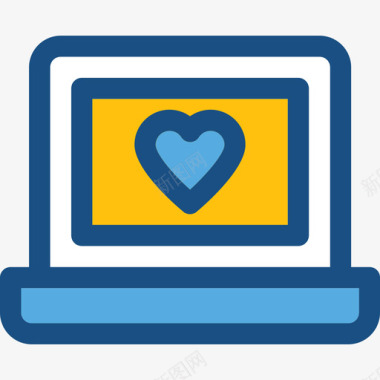 笔记本电脑爱情和婚礼双色调图标图标