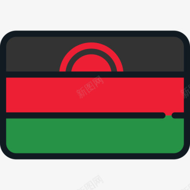 马拉维国旗收藏4圆形矩形图标图标