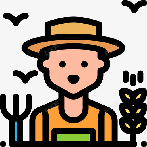 农民职业和工作6线性颜色图标svg_新图网 https://ixintu.com 农民 线性颜色 职业和工作6