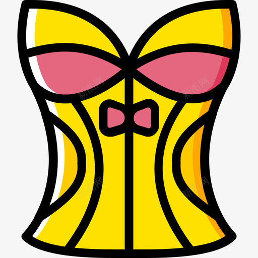 紧身胸衣女装3黄色图标svg_新图网 https://ixintu.com 女装3 紧身胸衣 黄色