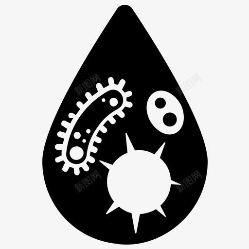 水污染脏水水细菌图标svg_新图网 https://ixintu.com 全球变暖标志 未过滤的水 水污染 水细菌 脏水