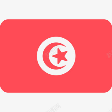 突尼斯国际国旗6圆形矩形图标图标