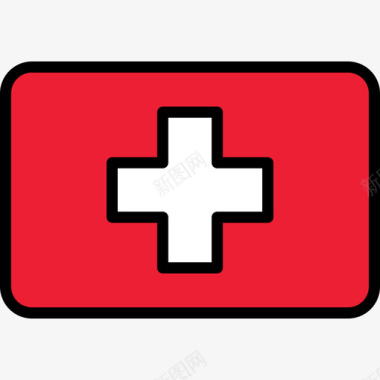 瑞士旗帜系列4圆形矩形图标图标