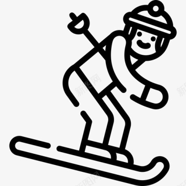 滑雪野营19直线型图标图标