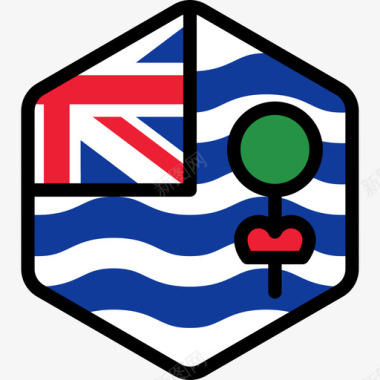 英属印度洋领土旗帜收藏5六边形图标图标