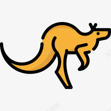 袋鼠澳大利亚4线形颜色图标图标