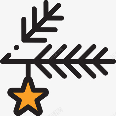 树枝圣诞36线形颜色图标图标