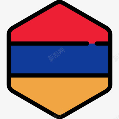 亚美尼亚国旗系列5六边形图标图标