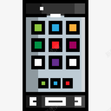 智能手机触点2线性颜色图标图标
