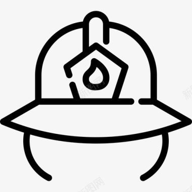 消防员头盔消防线性图标图标