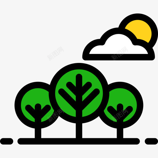 树木景观15线性颜色图标svg_新图网 https://ixintu.com 景观15 树木 线性颜色