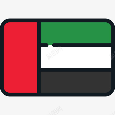阿拉伯联合酋长国国旗系列4圆形矩形图标图标