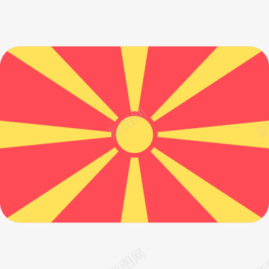 马其顿共和国国际国旗6圆形矩形图标图标