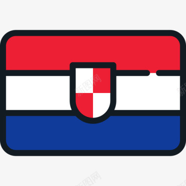 克罗地亚国旗系列4圆形矩形图标图标