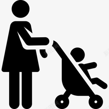 婴儿推车婴儿护理象形图填充图标图标