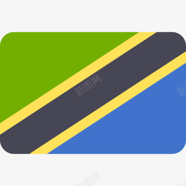 坦桑尼亚国际国旗6圆形矩形图标图标
