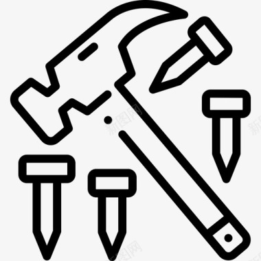 锤子和钉子硬件工具图标图标
