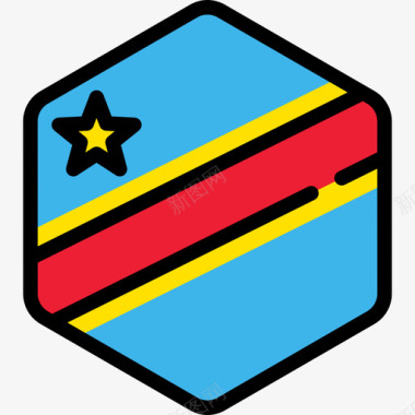 刚果民主共和国国旗收藏5六边形图标图标