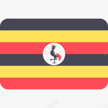 乌干达国际国旗6圆形矩形图标图标