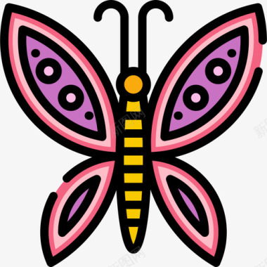 蝴蝶复活节8线形颜色图标图标