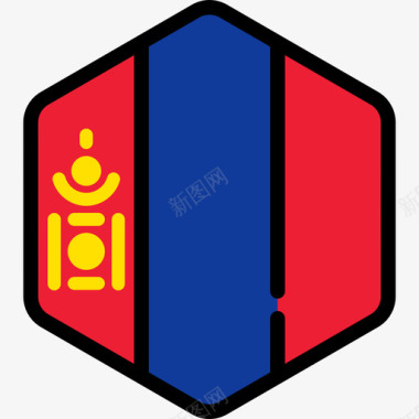 蒙古旗帜收藏5六边形图标图标